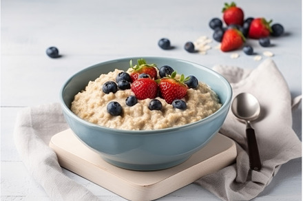 Bowl oatmeal porridge. Generate Ai, a Food & Drink Photo by Ylivdesign