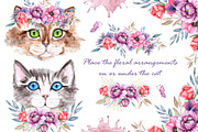 Watercolor Cats and Flowers, an Illustration by TanataDesign (Thumbnail 12 of 13)