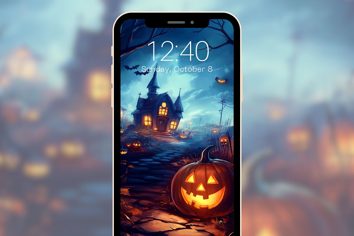 Halloween Pumpkin Phone Wallpapers, a Graphic by Kalindiprints (Photo 5 of 6)