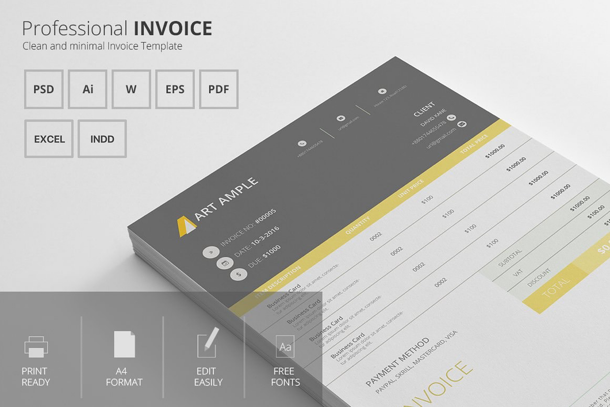 Invoice template word, a Stationery Template by art_ample (Photo 1 of 3)