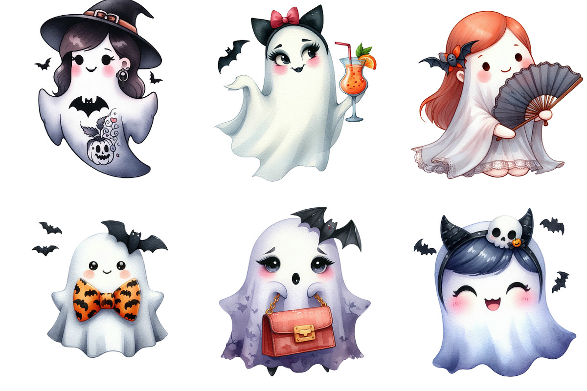 Bat Babe Ghost Halloween Clipart, an Illustration by DreamArtGraphic (Photo 3 of 5)