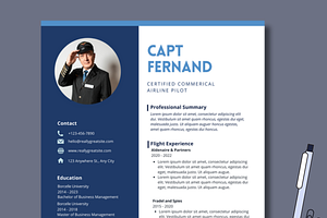 Airline Pilot Resume Template canva
