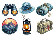 Camping Hiking Clipart, an Illustration by SinaCreation (Thumbnail 3 of 5)