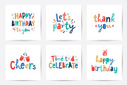 Birthday 6 cards with lettering, a Decorative Illustration by redcollegiya design (Thumbnail 2 of 5)
