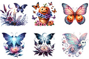 Halloween Butterfly Garden Clipart, an Illustration by DreamArtGraphic (Thumbnail 3 of 5)