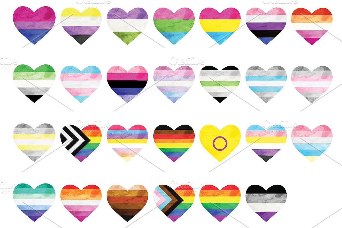 Pride Flag Hearts Clipart Set, an Illustration by SugarPickle Clip Art (Photo 2 of 2)
