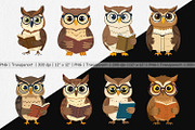 Teacher Owl Clipart, a Graphic by Artnoy (Thumbnail 2 of 5)
