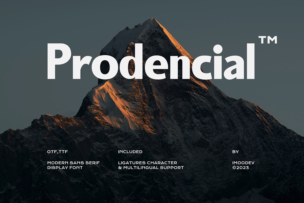Prodencial - Sans Serif Typeface, a Sans Serif Font by Imoodev (Photo 1 of 5)