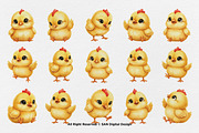 15 Bundle Watercolor Cute Chicks, an Animal Illustration by Morspective (Thumbnail 8 of 8)