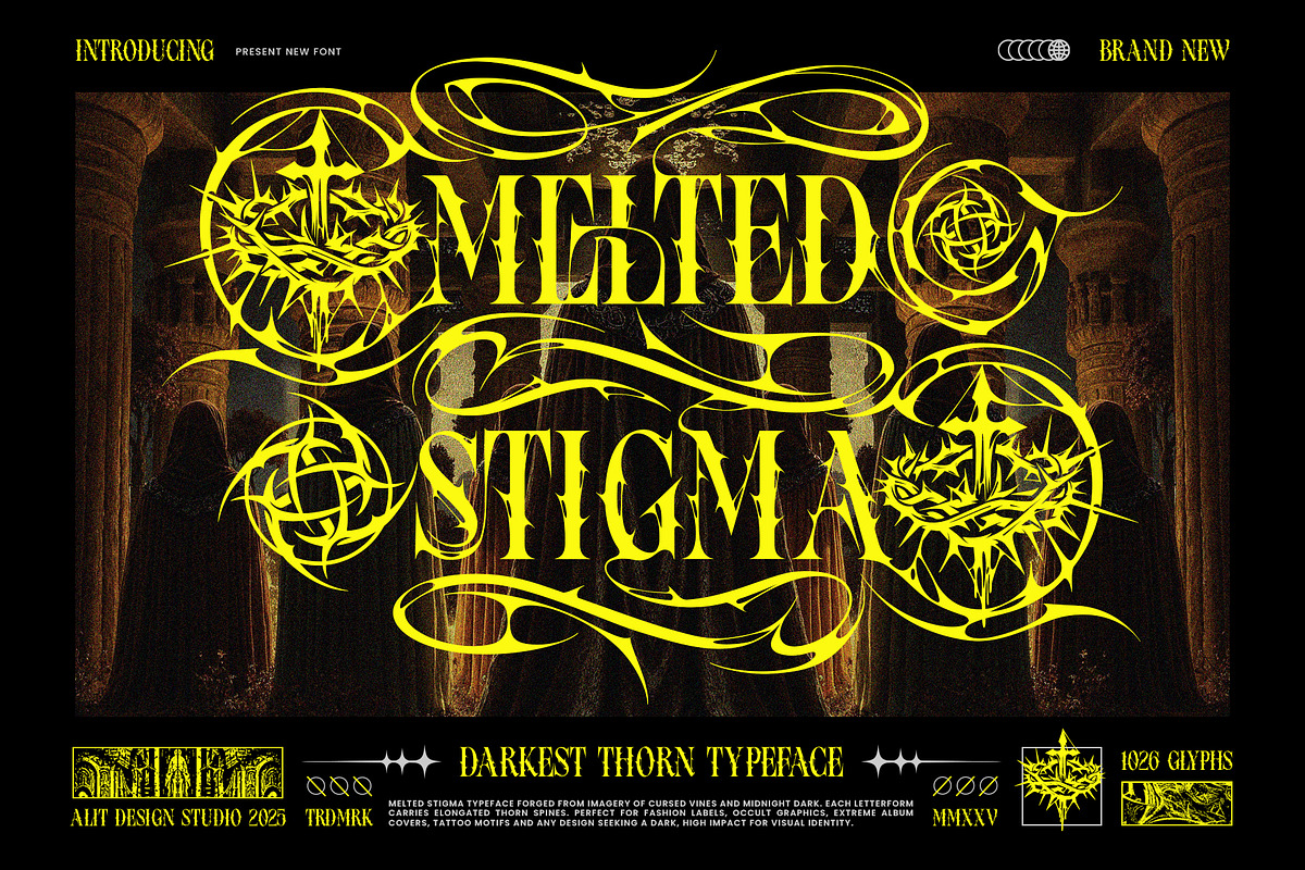 Melted Stigma Typeface, a Serif Font by alit design (Photo 1 of 20)