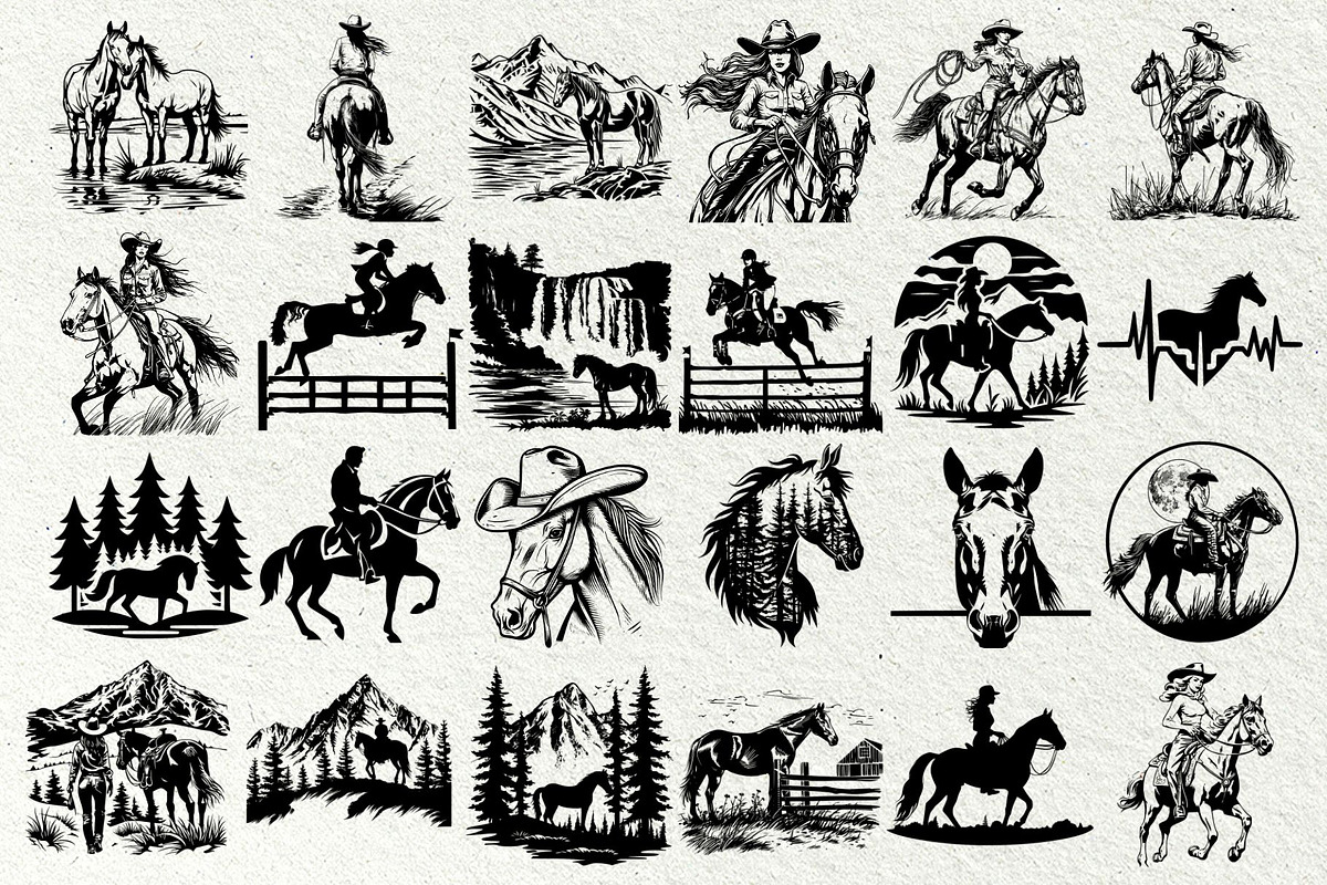 Horse SVG Bundle. Horse and girl, an Animal Illustration by DENIDigitalArtSudio (Photo 6 of 9)