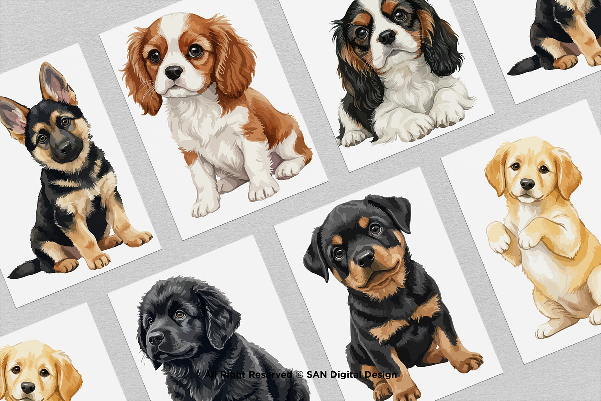 15 Bundle Watercolor Cute Dog Fluffy, an Animal Illustration by Morspective (Photo 3 of 8)
