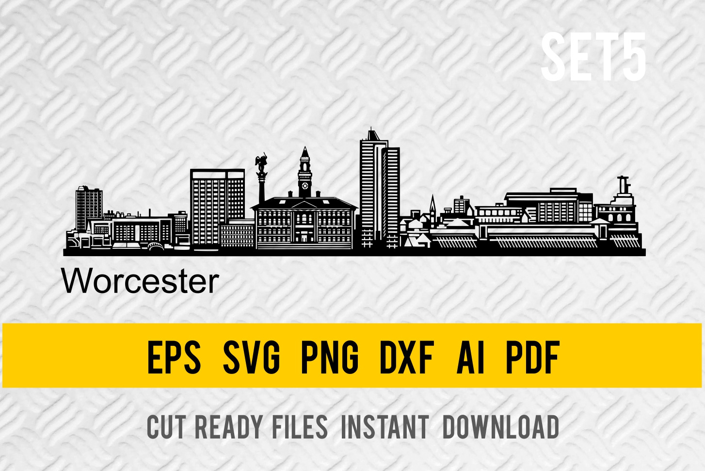 Worcester City Skyline Cut SVG, an Illustration by Digital-Clipart