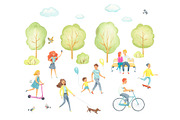 Big set watercolor walking people., a Sport Illustration by Kattarina Po (Thumbnail 5 of 6)