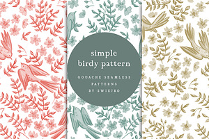 Simple Birdy Patterns, gouache