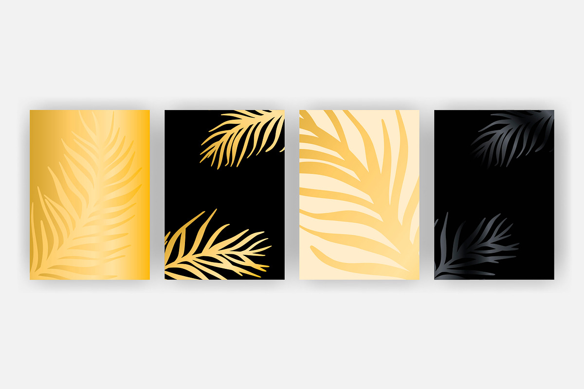 4 covers with golden palm branches, a Card Template by Tati_Kli