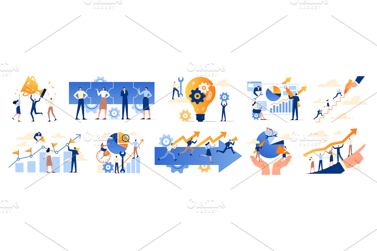 Business people work on business, a Finance Illustration by undrey