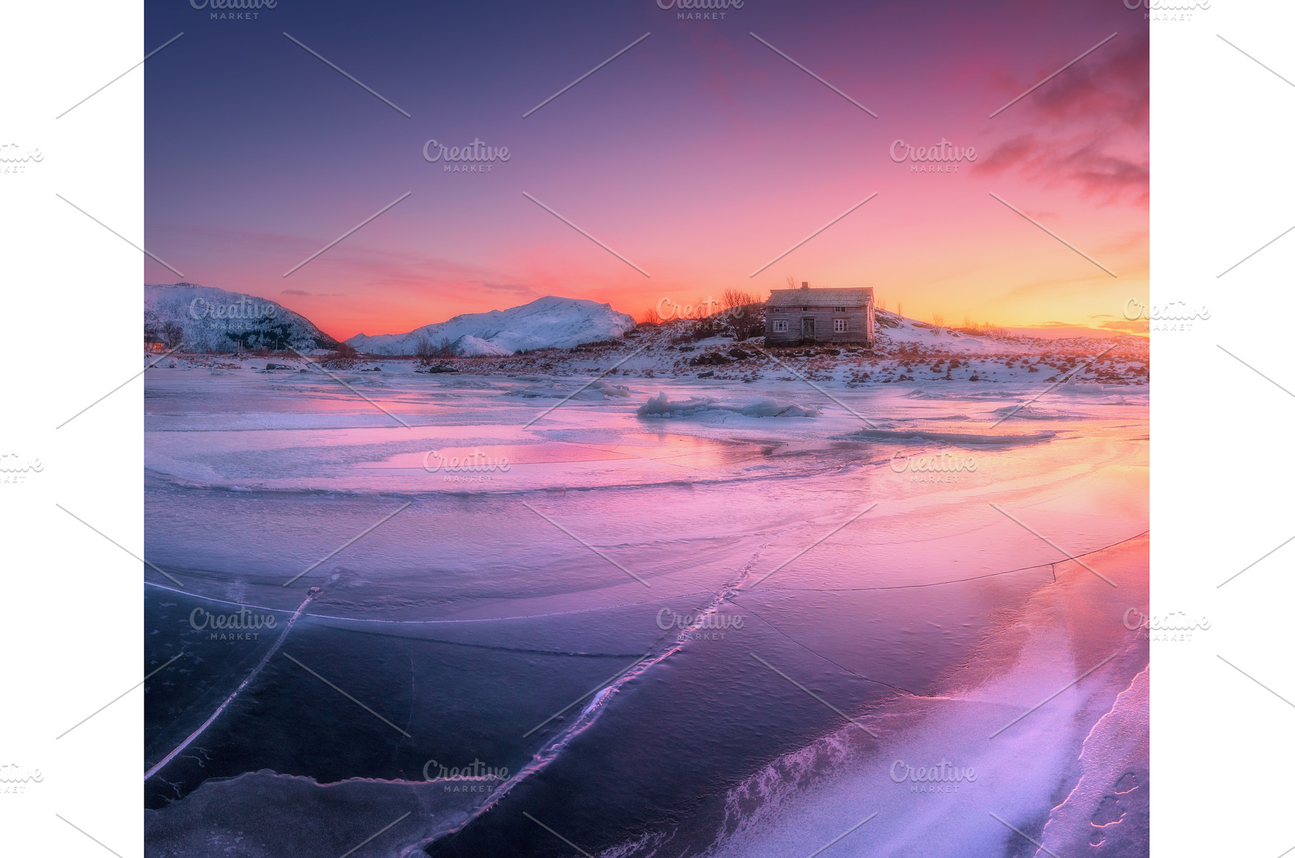 Frozen sea coast and house at, a Nature Photo by den-belitsky