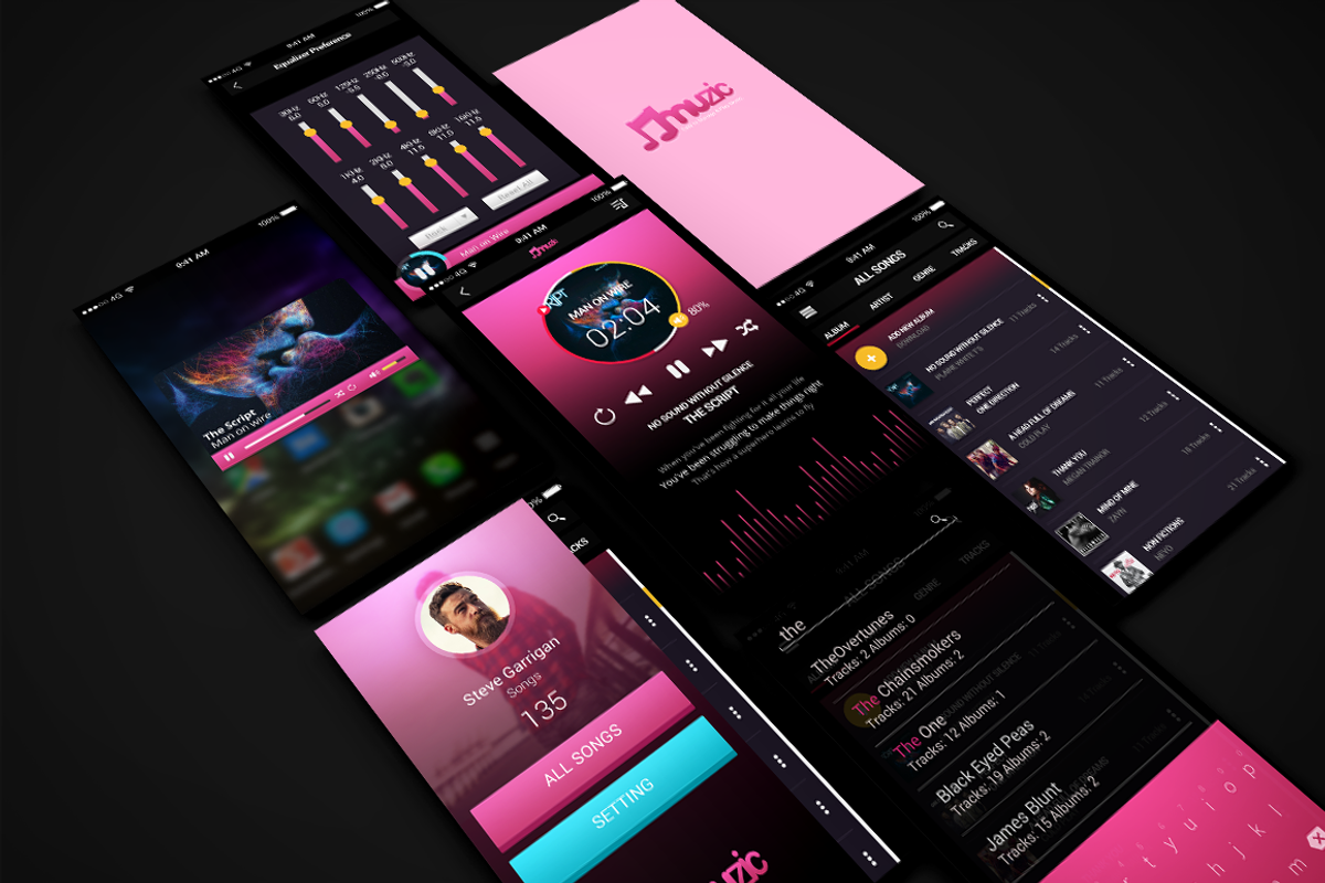 Muzic (Music App UI), an UI Kit Template by Rebound  (Photo 2 of 6)