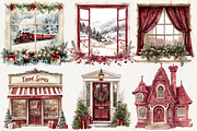 Burgundy Christmas Clipart, an Illustration by NadiaTheronArt (Thumbnail 3 of 5)