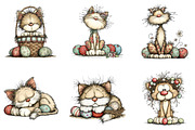 Whimsical easter cats clipart, an Illustration by CreationArt (Thumbnail 4 of 7)