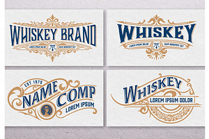 Set of 4 Vintage Liquors Logos, a Branding & Logo Template by OneVectorStock