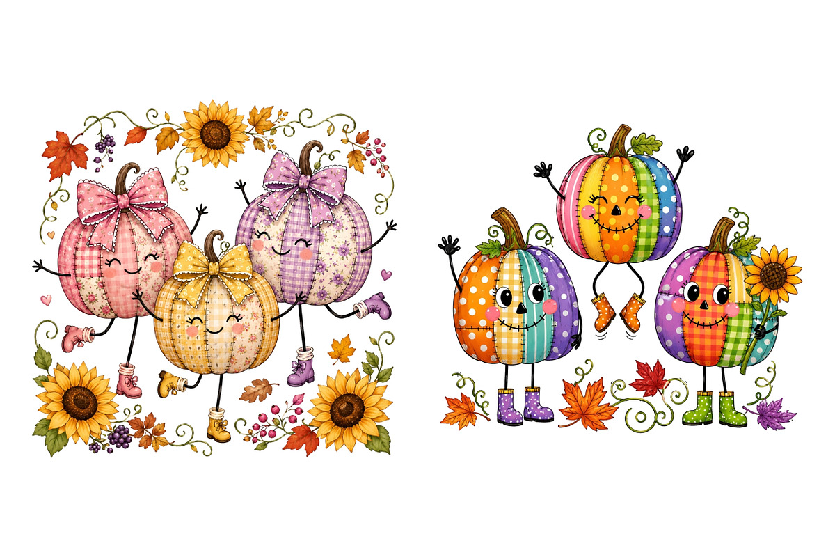 Trio Pumpkin PNG Clipart Bundle, a Seasonal Illustration by Nicolle's Colorful Art (Photo 5 of 6)