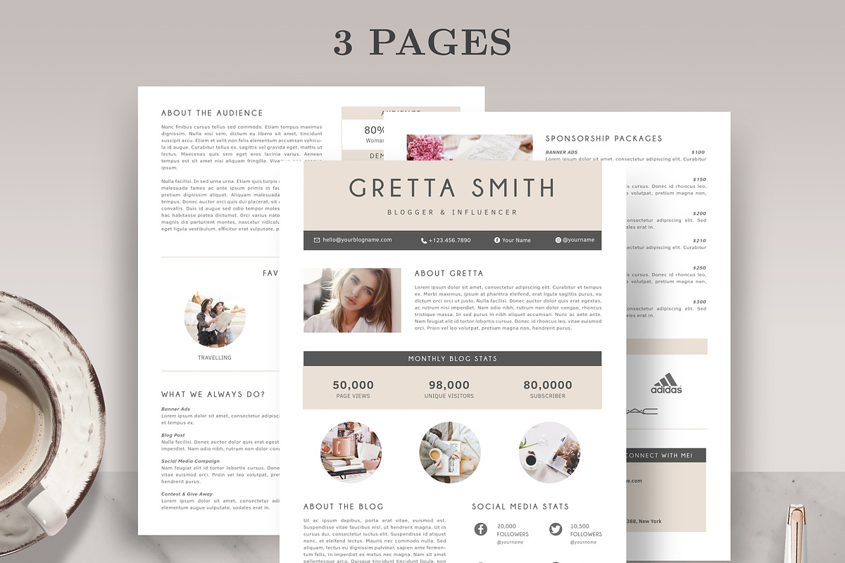 Media Kit for Blogger BM005, a Flyer Template by Draca Design Co (Photo 2 of 4)