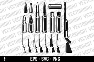 Various rifles, shotguns, an Object Illustration by Vectorhight