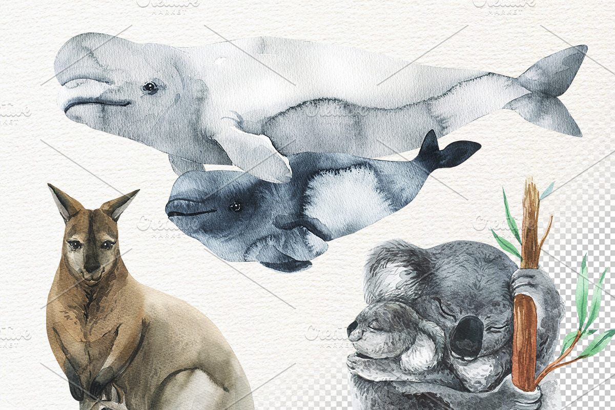 Watercolor Mom and Baby Animals, an Animal Illustration by KatBranchArt (Photo 2 of 5)