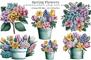 Watercolor spring flowers clipart, an Illustration by SinaCreation (Thumbnail 1 of 7)
