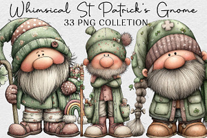 Whimsical St Patrick’s Gnome Clipart, an Illustration by DreamCafeArt