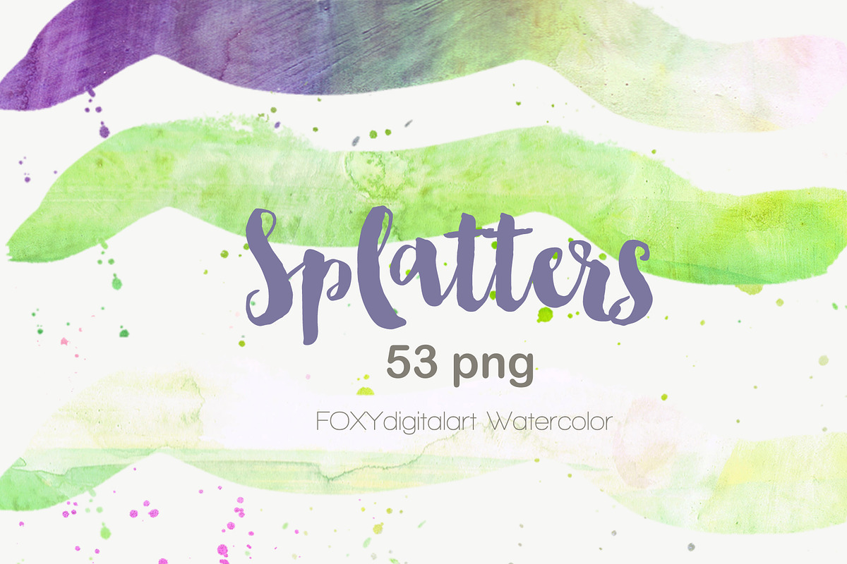 Watercolor splatters paint splashes, a Texture Graphic by FOXYdigitalart (Photo 5 of 12)