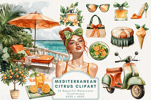 Mediterranean Citrus Clipart, an Illustration by NadiaTheronArt