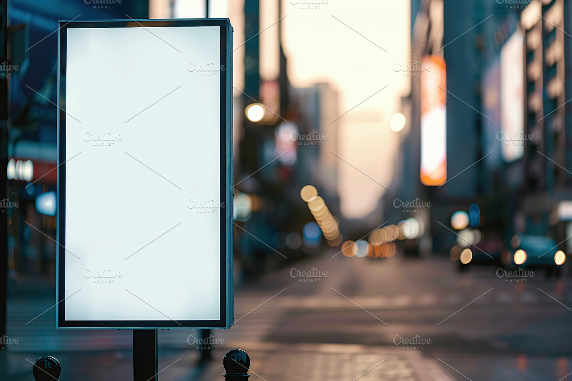 Blank white billboard in the city center, a Photo by AlyaAnd