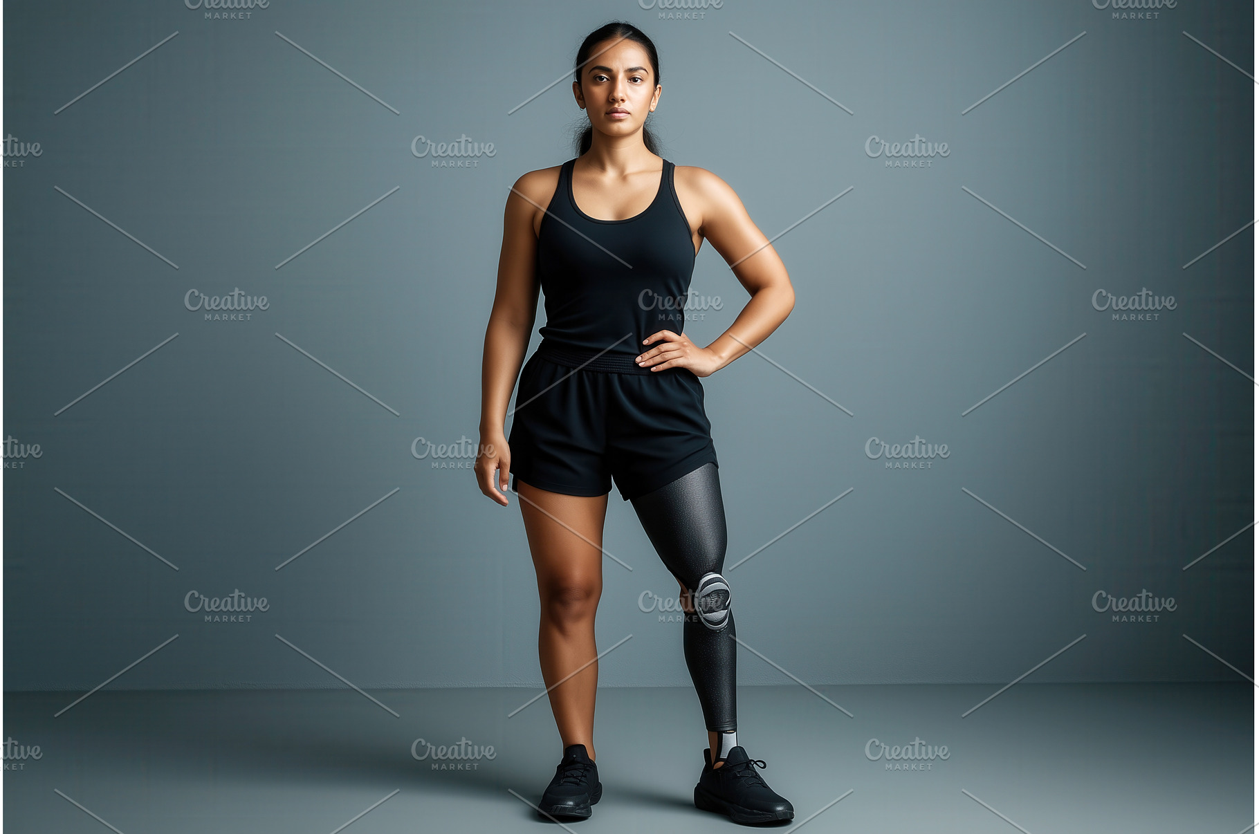 A determined athletic woman with a, a Sports & Recreation Photo by Sergey Kotenev