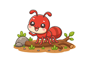Red Ant Cartoon Character, an Animal Illustration by Artpon Illustration (Thumbnail 1 of 3)