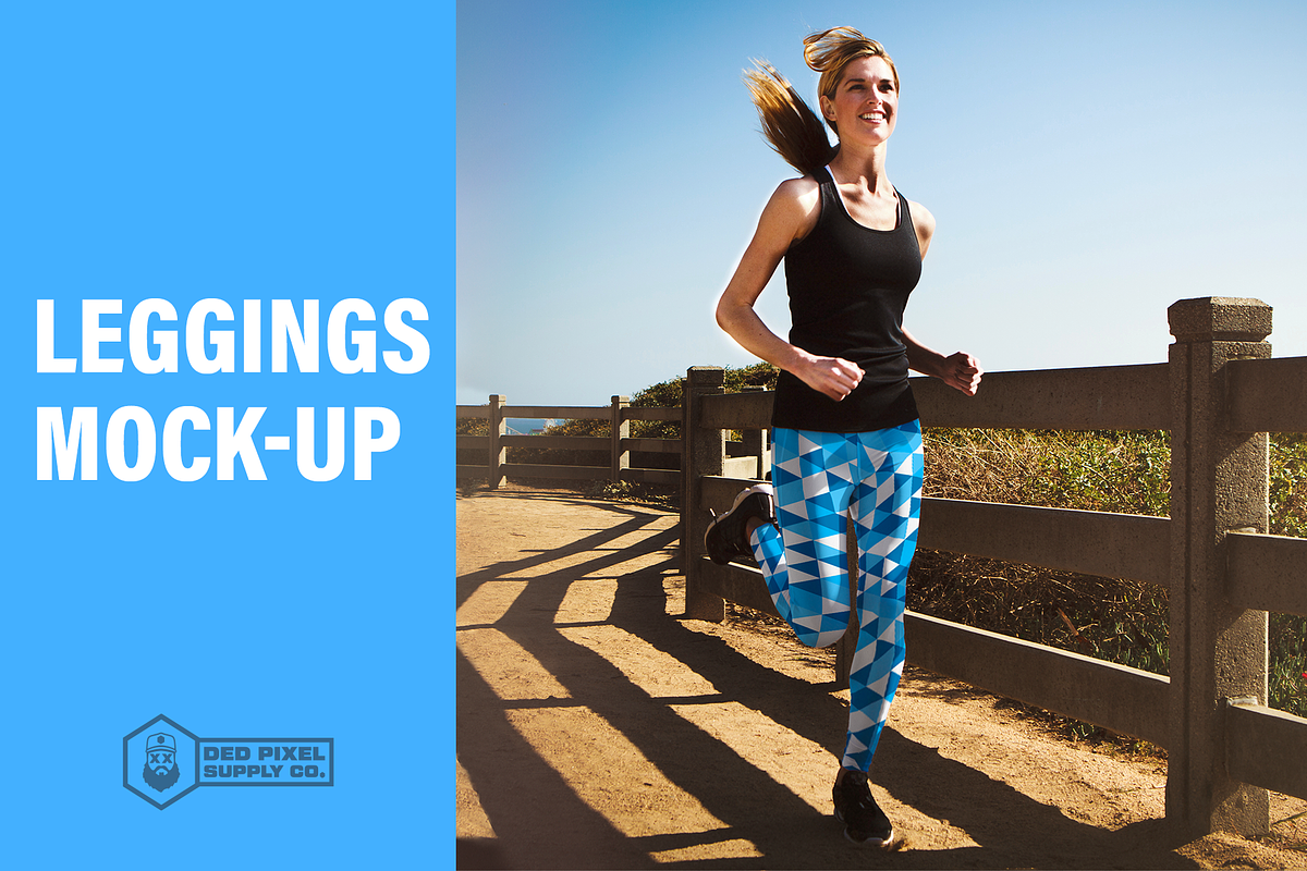 Running Women - Leggings Mock-Up, a Bottom Mockup by dedpixel supply co. (Photo 1 of 2)