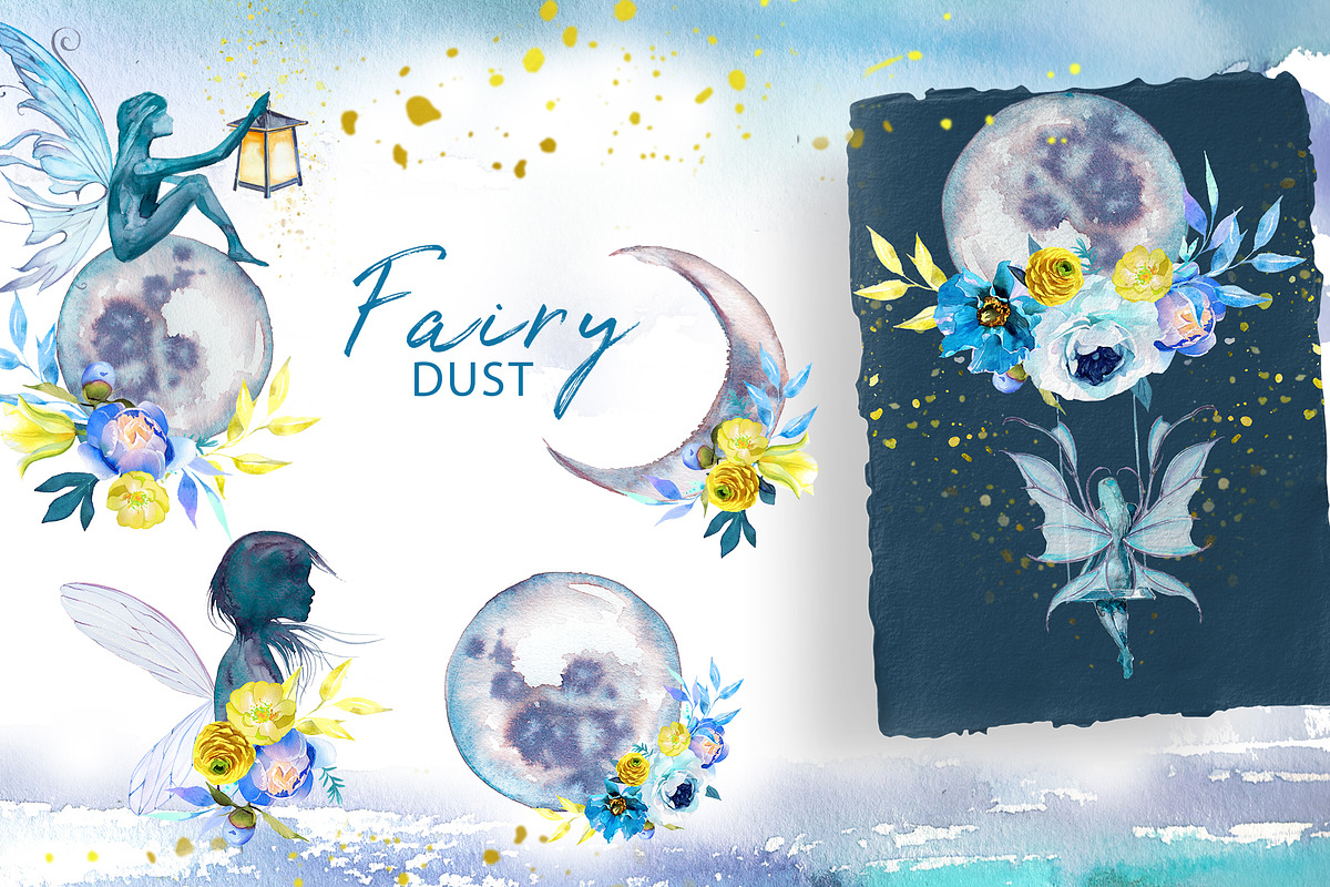 Watercolor Fairy Dust Clipart Set, a Person Illustration by ArtCreationsDesign (Photo 2 of 10)