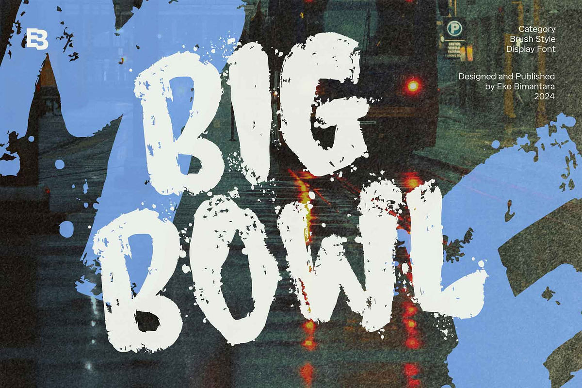 Big Bowl; Brush Display Font, a Script Font by Eko Bimantara (Photo 1 of 5)