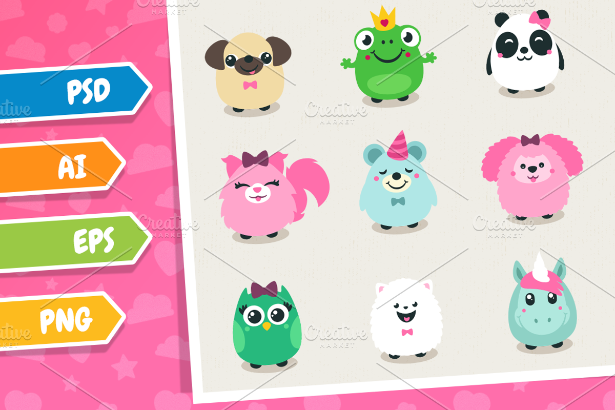 Vector Girly Animals, an Illustration by wowu (Photo 2 of 3)