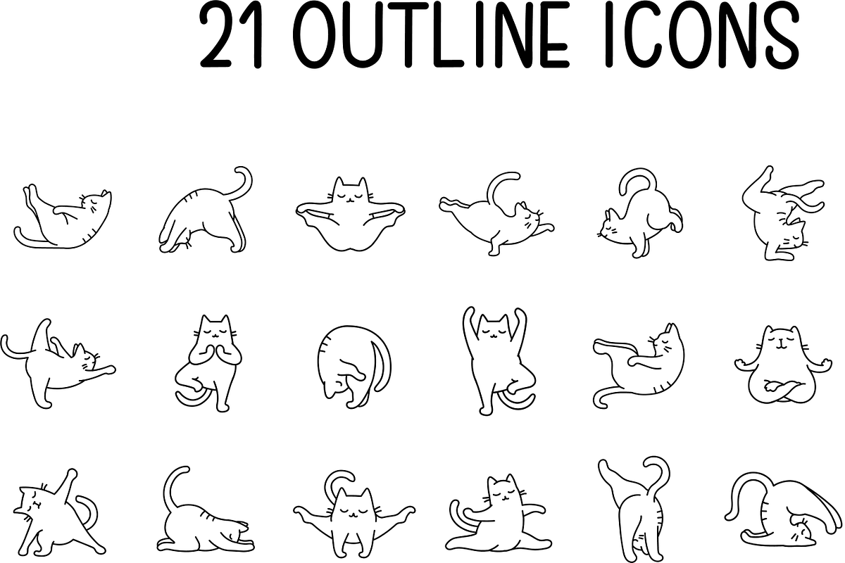 Zen Cats Yoga Asana Poses, a Pattern Graphic by Iconka (Photo 6 of 7)