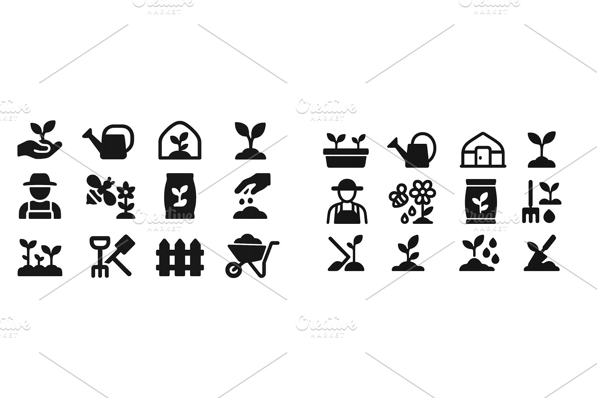 Collection of gardening icons, an Object Illustration by ZinetroN