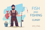 Fish and fishing set, a Graphic by Mallinka (Thumbnail 1 of 3)
