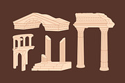 Ancient architecture ruins set, a Decorative Illustration by PaperTrident (Thumbnail 2 of 4)