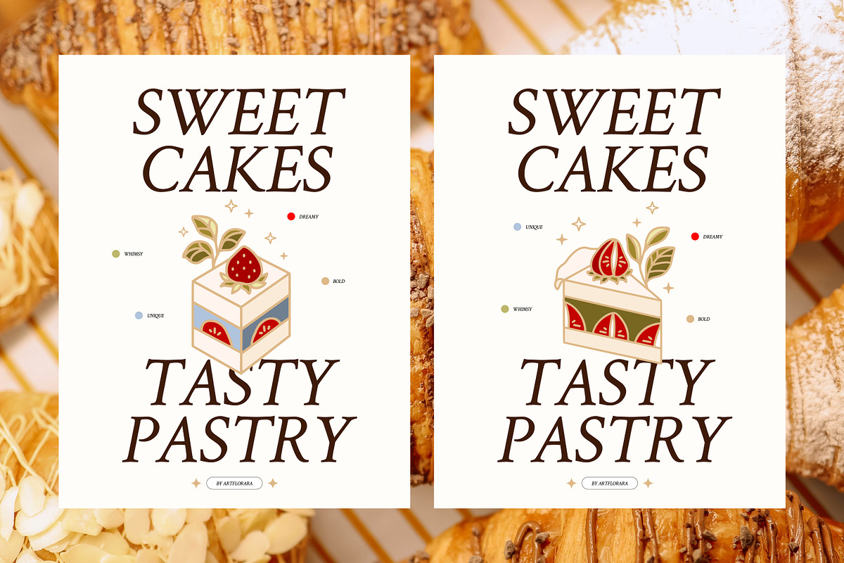 Vintage Cake Logo Label Set, a Food Illustration by Artflorara (Photo 3 of 10)