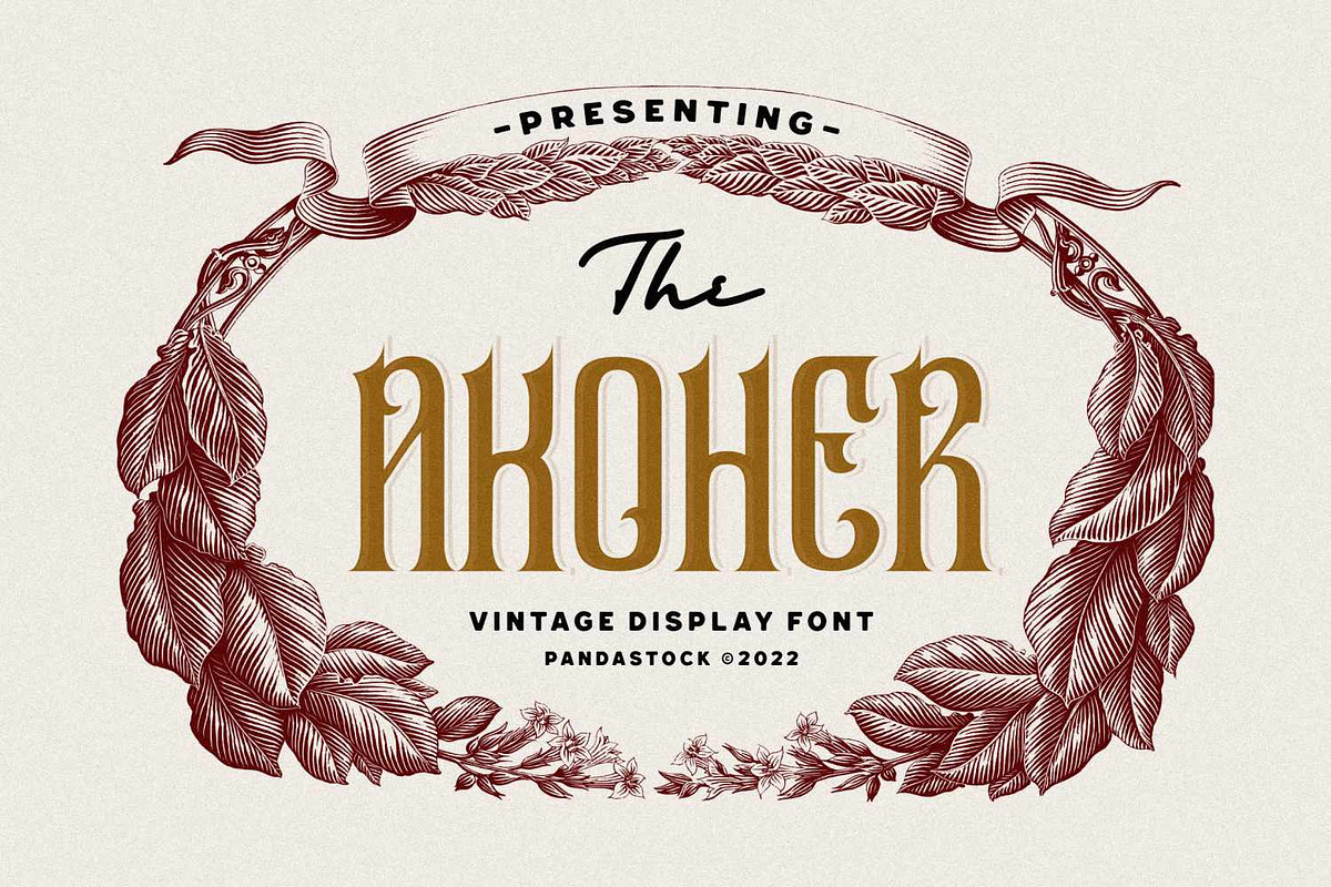 Akoher - Vintage Decorative Font, a Blackletter Font by Imoodev (Photo 1 of 5)