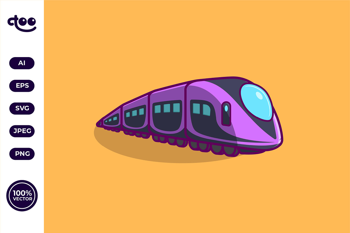 Simple Futuristic High Speed Train, a Transportation Illustration by Satisfactoons