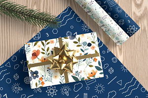 Gift Box And Wrapping Paper Mockup