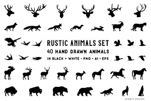 Rustic Animals Clipart - AI PNG EPS, an Animal Illustration by BirDIY Design